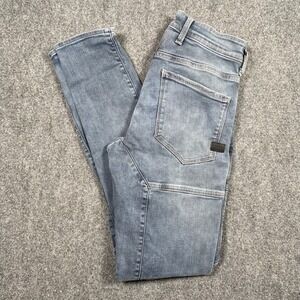 G Star Raw Jeans Mens 29x32 Light Blue Wash Slim Skinny Rackam Distressed